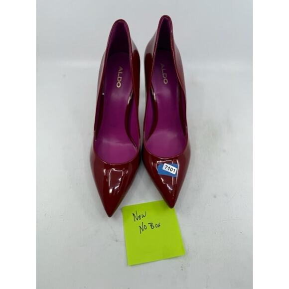 NEW Aldo Stessy Heels Patent Leather Pointed Toe Pump Red Pink Womens Size 8.5 - Picture 7 of 9